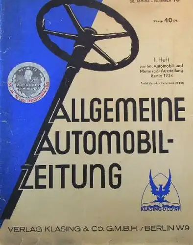 "Allgemeine Automobil-Zeitung" Sonderheft zur Automobilausstellung 1934 (9643)