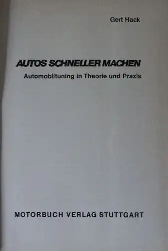 Hack "Autos schneller machen" Automobil-Tuning 1968 (0786)