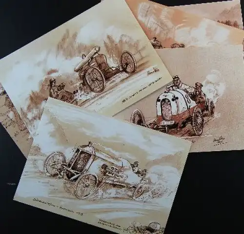 Semmering Rennen 1909 sechs Dix Postkarten (9801)