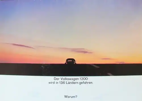 Volkswagen Käfer Modellprogramm 1965 "Der VW 1200 wird in 136 Ländern gefahren" Automobilprospekt (0867)