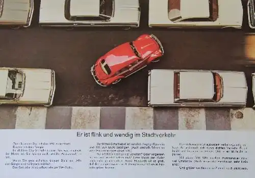 Volkswagen Käfer Modellprogramm 1965 "Der VW 1200 wird in 136 Ländern gefahren" Automobilprospekt (0867)