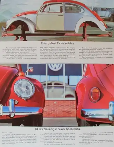 Volkswagen Käfer Modellprogramm 1965 "Der VW 1200 wird in 136 Ländern gefahren" Automobilprospekt (0867)