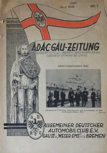 ADAC "Gau-Zeitung" Bremen Automobilclub-Magazin 1930 (1731)