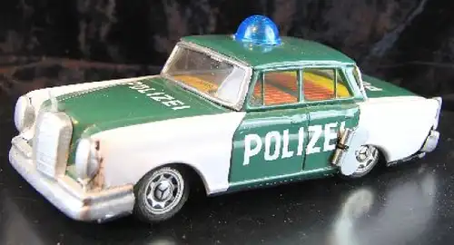 Taiyo Mercedes-Benz 190 Polizei 1965 Blechmodell mit Friktionsantrieb (2066)