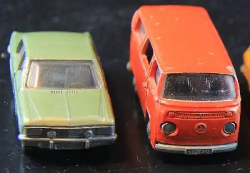 Schuco Konvolut 1972 fünf Autos Renault, Opel, VW, BMW Metallmodelle (1761)