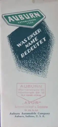 Auburn Personenkraftwagen Modellprogramm 1929 "Was unser Name bedeutet" Automobilprospekt (2610)