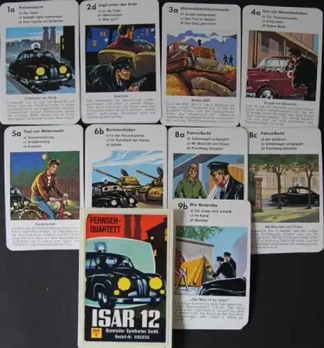 Bielefelder Spielkarten "Isar 12"  Fernseh-Quartett 1962 Kartenspiel (2624)