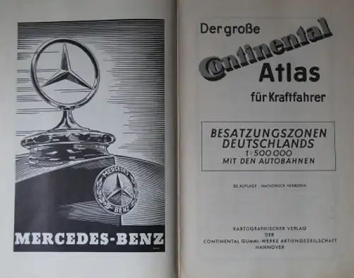 Continental Reifen Straßenkarte 1948 "Der große Continental Atlas für Kraftfahrer - Besatzungszonen" (2654)