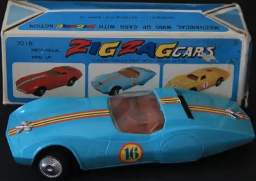 Bandai Astro-Corvette "Zig-Zag-Car" 1962 Plastikmodell mit Friktionsantrieb in Originalkarton (2660)