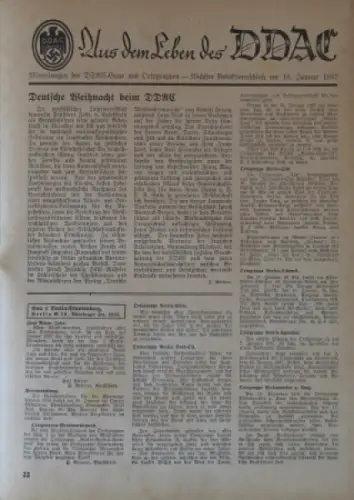 DDAC "Aus dem Leben des DDAC" Mitteilungsblatt der DDAC-Gaue 1937 (2892)