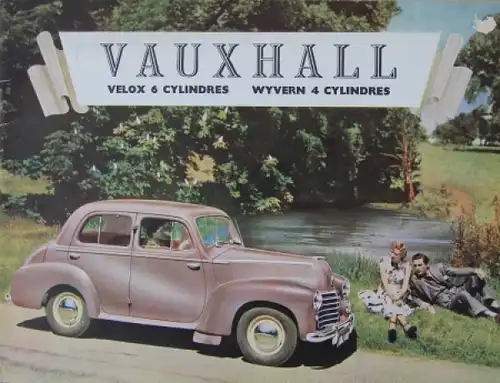 Vauxhall Velox 6 Cylinder Modellprogramm 1950 Automobilprospekt (3180)