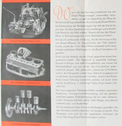 Hanomag Diesel Personenwagen Modellprogramm 1938 Automobilprospekt (3215)