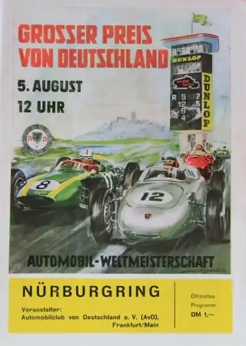 "Großer Preis von Deutschland" Nürburgring August 1962 Rennprogramm (3364)