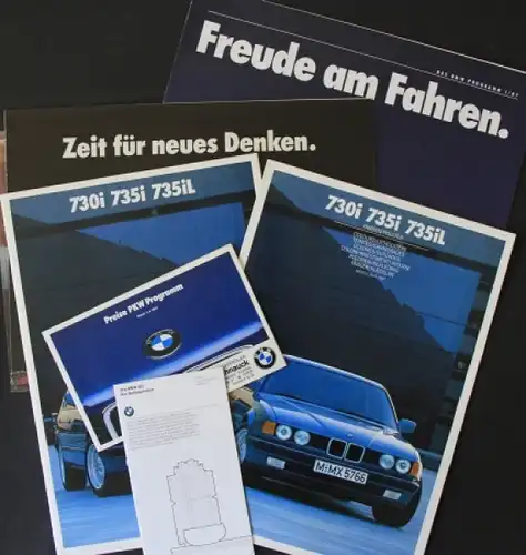 BMW 730 i - 735 i Modellprogramm 1987 "Leistung im Vergleich" Automobilprospekt-Mappe (3474)
