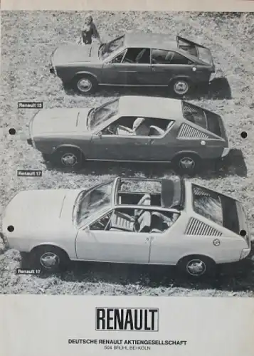 Renault 15 - 17 Modellprogramm 1972 Automobilprospekt (3565)