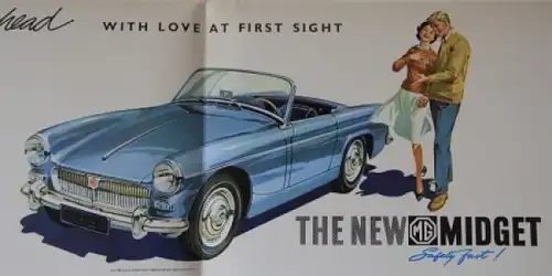 MG Midget Modellprogramm 1961 "The car that starts ahead" Automobilprospekt (3970)