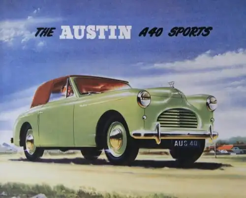 Austin A40 Sports Cabriolet Modellprogramm 1950 Automobilprospekt (4032)