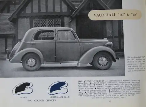 Vauxhall 10hp - 14hp Modellprogramm 1938 Automobilprospekt (4038)