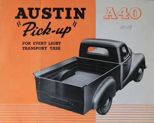 Austin A40 Pick-up Modellprogramm 1949 Lastwagenprospekt (4066)