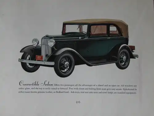 Ford V8 Modellprogramm 1933 "A great new motor car" Automobilprospekt (4085)