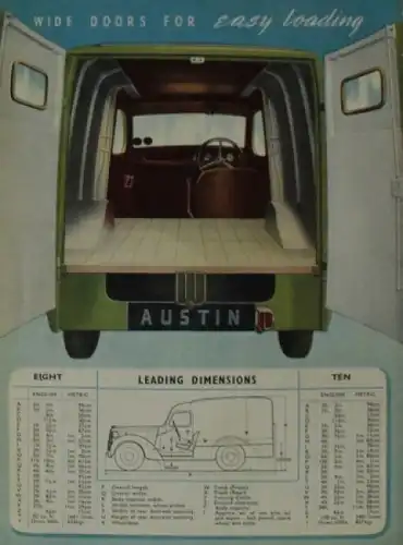 Austin Eight-Ten Vans Modellprogramm 1939 "You can depend on it" Lastwagenprospekt (4099)