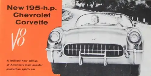 Chevrolet Corvette 195 hp V8 Modellprogramm 1953 Automobilprospekt (4188)