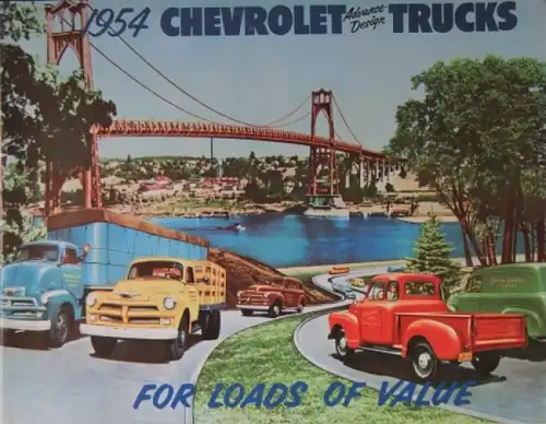Chevrolet Trucks Modellprogramm 1954 "For loads of value" Lastwagenprospekt (3973)