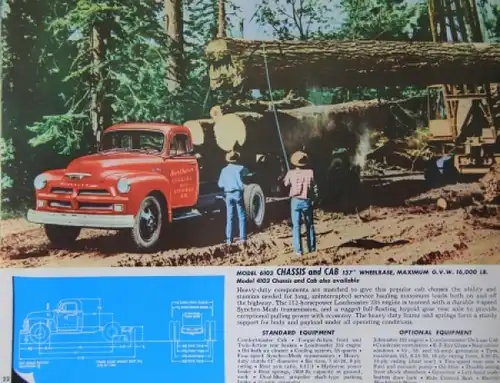 Chevrolet Trucks Modellprogramm 1954 "For loads of value" Lastwagenprospekt (3973)