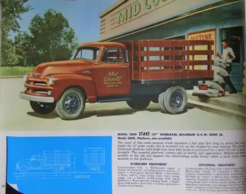 Chevrolet Trucks Modellprogramm 1954 "For loads of value" Lastwagenprospekt (3973)