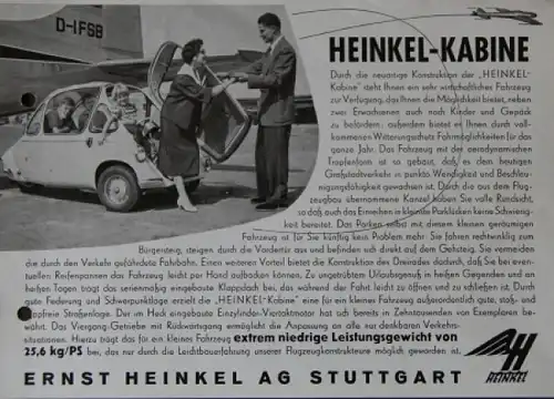 Heinkel Kabine Modellprogramm 1956 Automobilprospekt (4229)