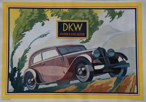 DKW Sonderklasse Modellprogramm 1933 Reuters Automobilprospekt (4635)