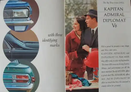 Opel Kapitän Admiral Modellprogramm 1964 "The three big discoveries" Automobilprospekt (4699)