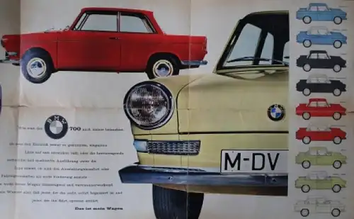 BMW 700 Modellprogramm 1960 "Das ist mein Wagen" Automobilprospekt (4863)