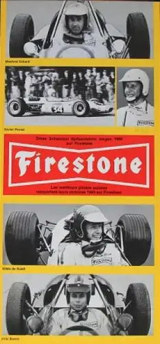 Firestone 1969 "Diese Schweizer Fahrer siegen" Reifen-Prospekt (4883)