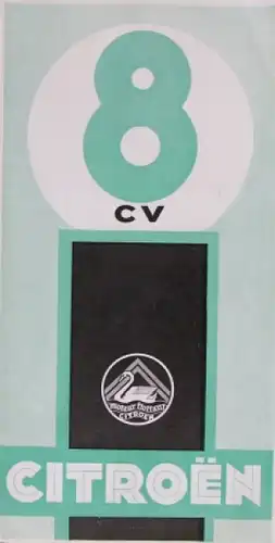 Citroen 8 CV Modellprogramm 1933 Automobilprospekt (4921)