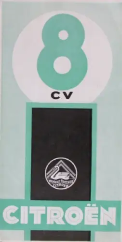 Citroen 8 CV Modellprogramm 1933 Automobilprospekt (4921)