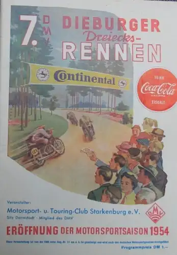 "Dreieck-Rennen" Dieburg April 1954 Rennprogramm (4974)