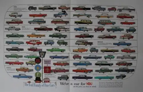 Ford Modellprogramm 1958 "Family of fine cars - Facts & Facets" Automobilprospekt (5392)