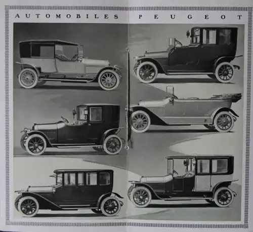Peugeot Modellprogramm 1913 Automobilprospekt (5578)