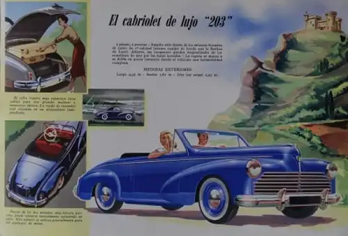 Peugeot 203 Modellprogramm 1955 Automobilprospekt (5637)