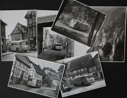 Büssing-NAG Bus auf Reisen durch Deutschland 1955 sechs Originalfotos (5754)