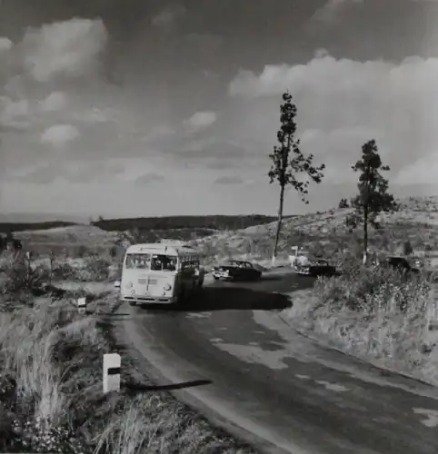 Büssing-NAG Bus auf Reisen durch Südfrankreich 1955 drei Originalfotos (5757)