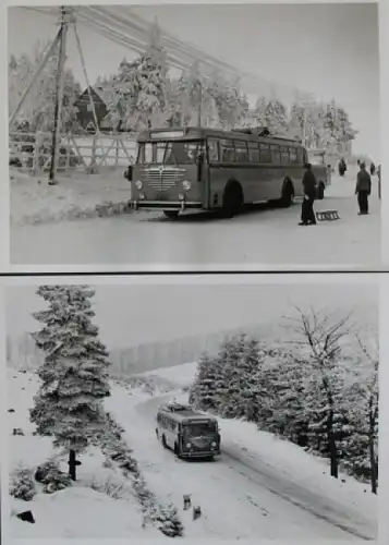 Büssing-NAG Bus im Harz 1955 zwei Werksfoto (5770)