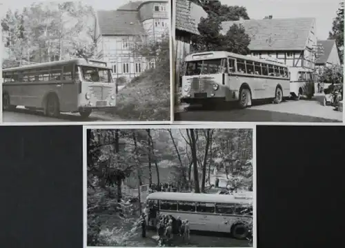 Büssing-NAG Bus auf Reisen durch Deutschland 1955 drei Originalfotos (5776)