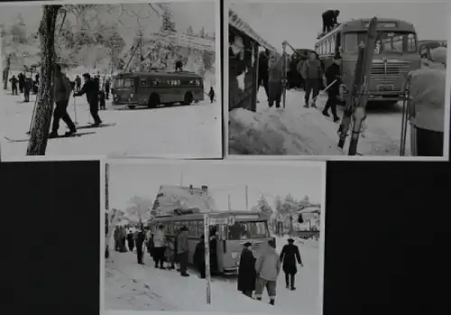 Büssing-NAG Bus im Harz 1954 drei Werksfotos (5780)