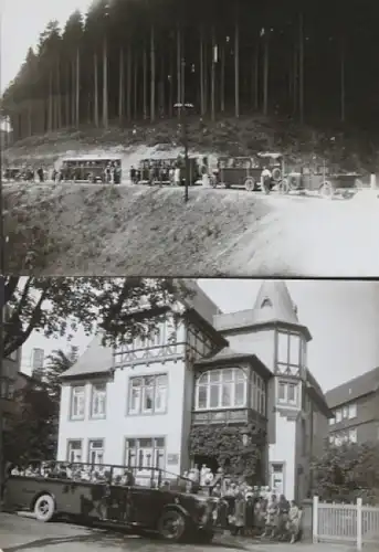 Büssing-NAG Kraftpost-Ausflugswagen im Oberharz 1930 zwei Originalfotos (5822)