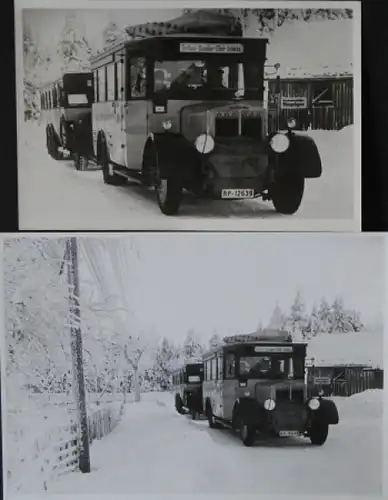 Büssing-NAG "Reichspost" Ausflugswagen im Oberharz 1928 zwei Originalfotos (5826)