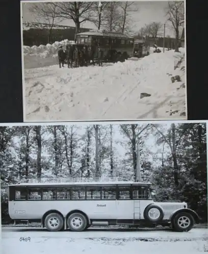 Büssing-NAG Bus auf Reisen 1926 zwei Originalfotos (5836)