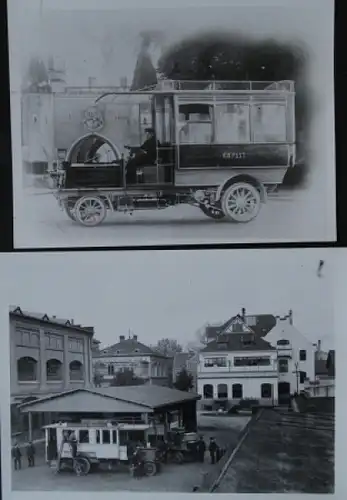 Büssing Bus "Kaiserlich Bayrischer Postwagen" 1909 zwei Werksfotos (5845)