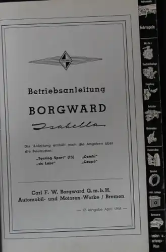 Borgward Isabella 1958 Betriebsanleitung (6043)